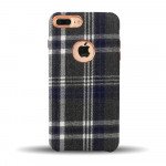 Wholesale iPhone 8 Plus / 7 Plus Checkered Plaid Fabric Armor PU Leather Case (Black)